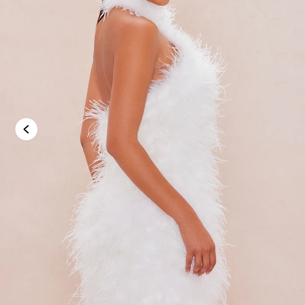Fashion Nova White Feathered Dress - Picture 2 of 5